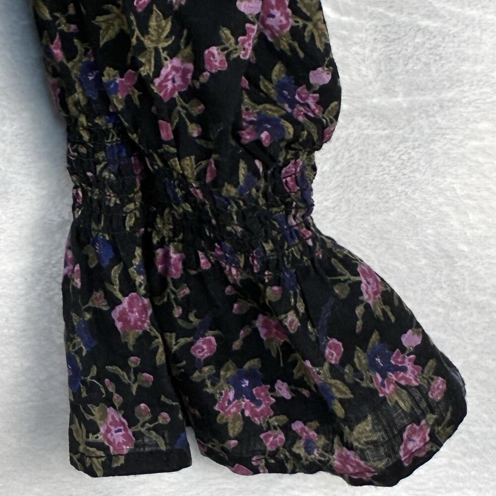 Free People Top Womens S Black Pink Floral Shirt Cottage Boho Summer Western - Picture 4 of 11